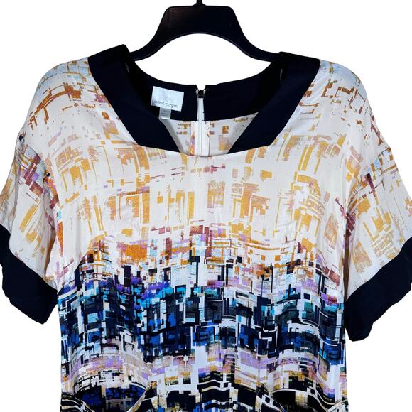 Donna Morgan Silk Abstract Print Colorful Sheath Dress Women's 10 Artsy Business - Picture 2 of 10